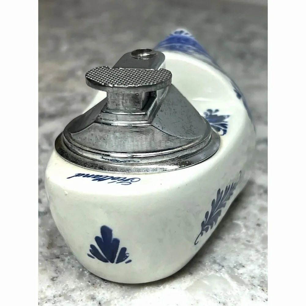 Delft Table Lighter Blauw Hand-Painted Ceramic Clog Holland Agro 535 Vintage